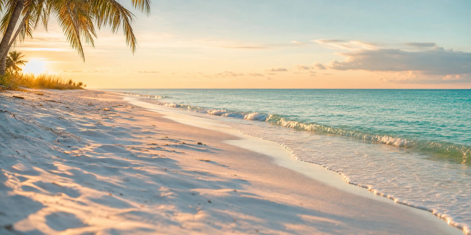 A quiet stretch of Gulf Coast beach at sunrise